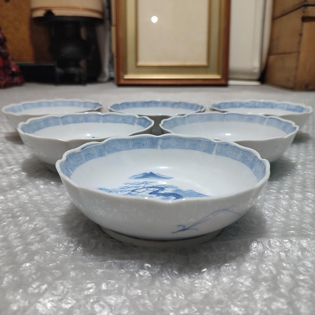 古伊万里 染付 なます皿 江戸後期 6客セット