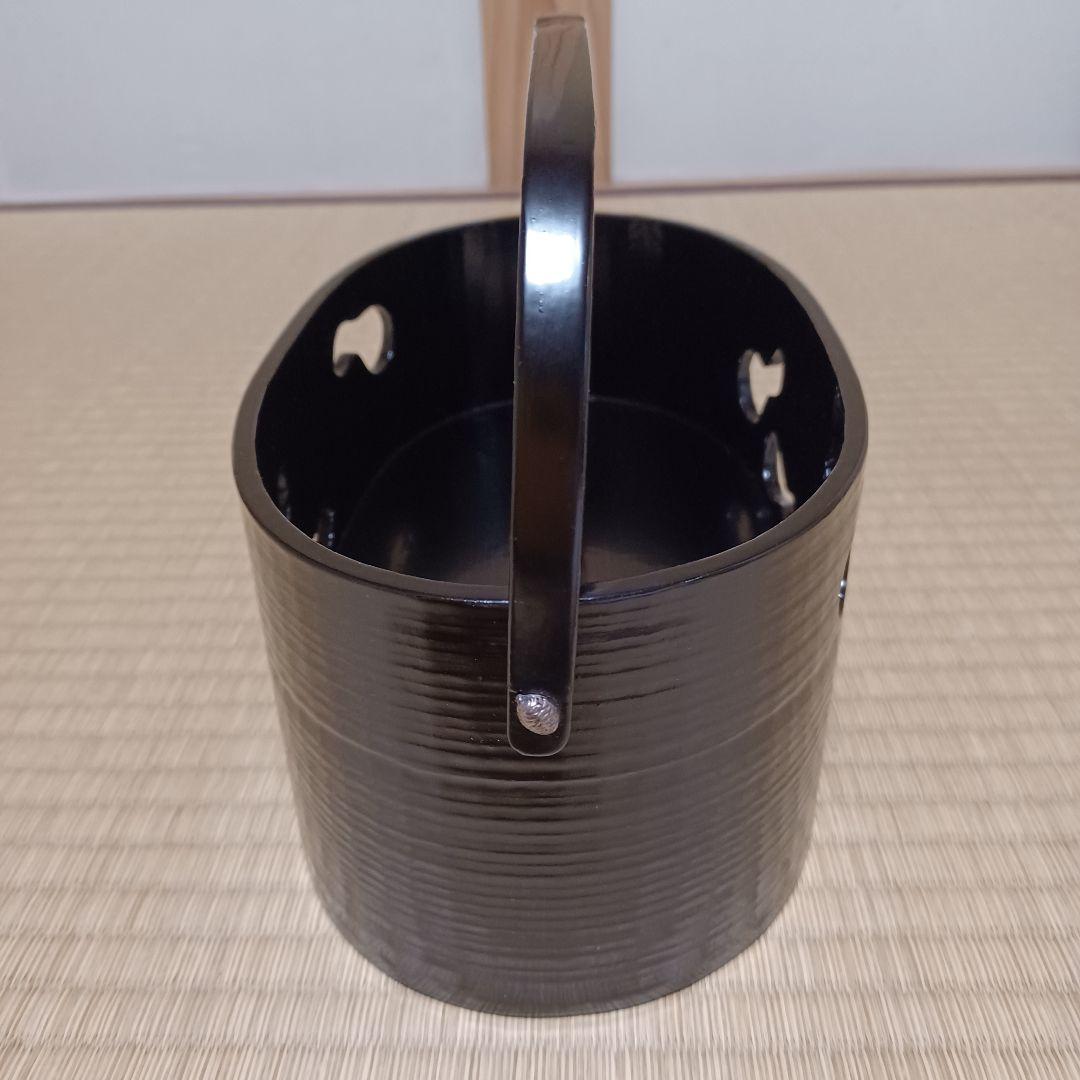 一閑塗　六瓢透　手付　莨盆　鵬雲斎好　裏千家　茶道具　漆器　漆芸　木製　⑪