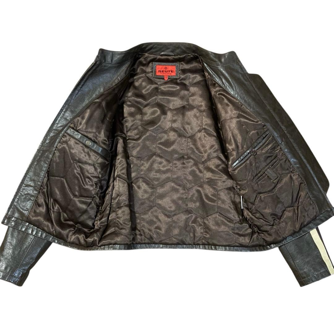 牛革　ライダースジャケット　クラシックレーサーデザイン　ダークブラウン