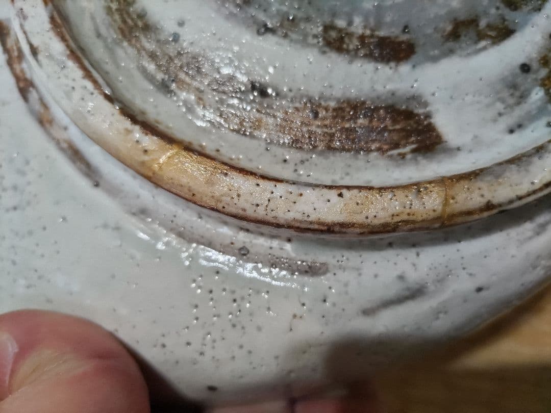 永江港史　粉引貝形皿　共箱・布　美品