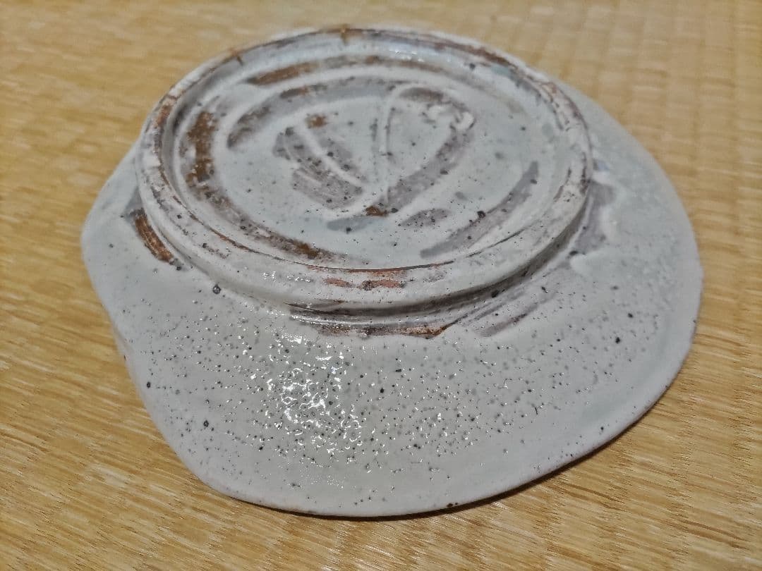 永江港史　粉引貝形皿　共箱・布　美品