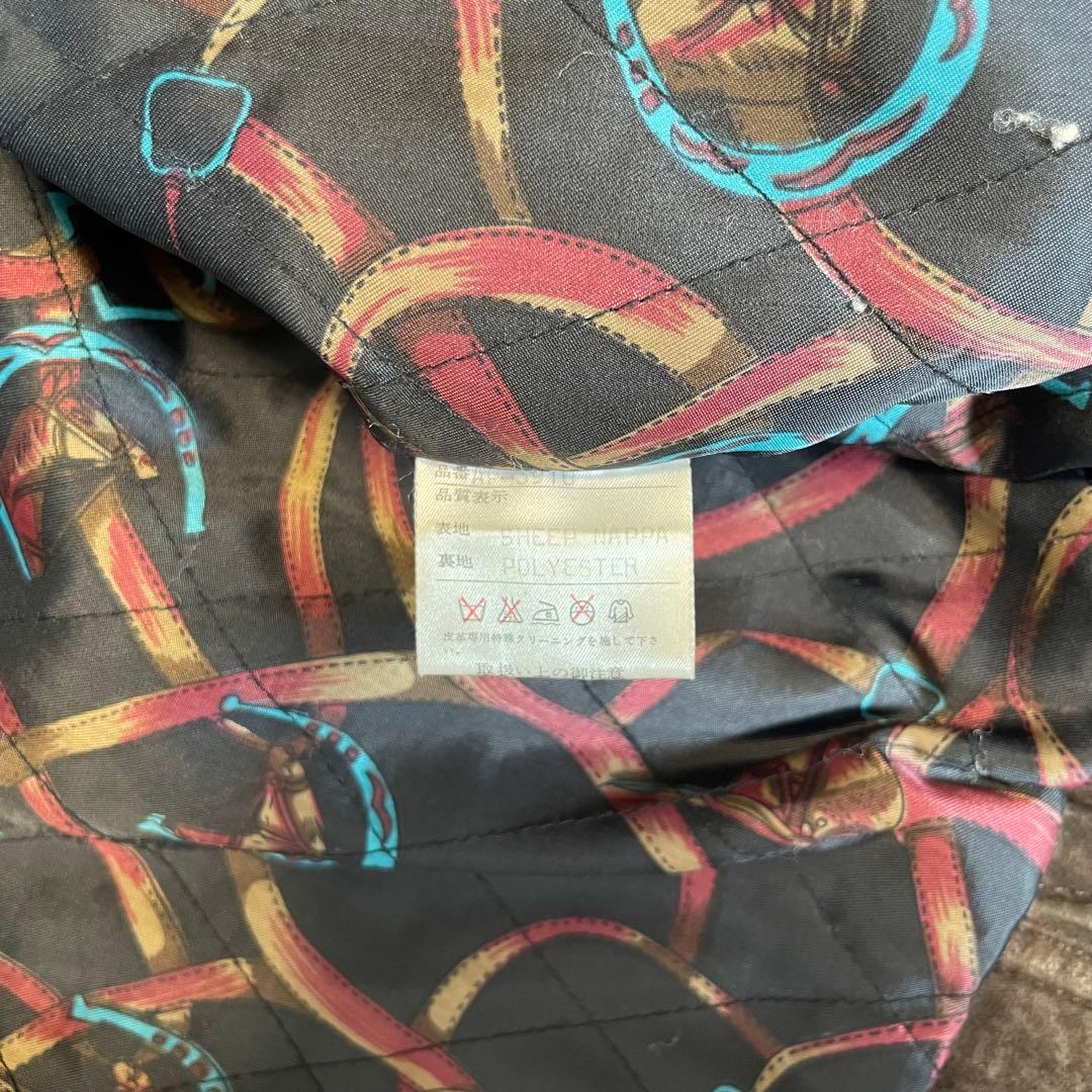 【LUXURY】羊革 ラムレザーライダースジャケット スウェード切替 ブラウンL