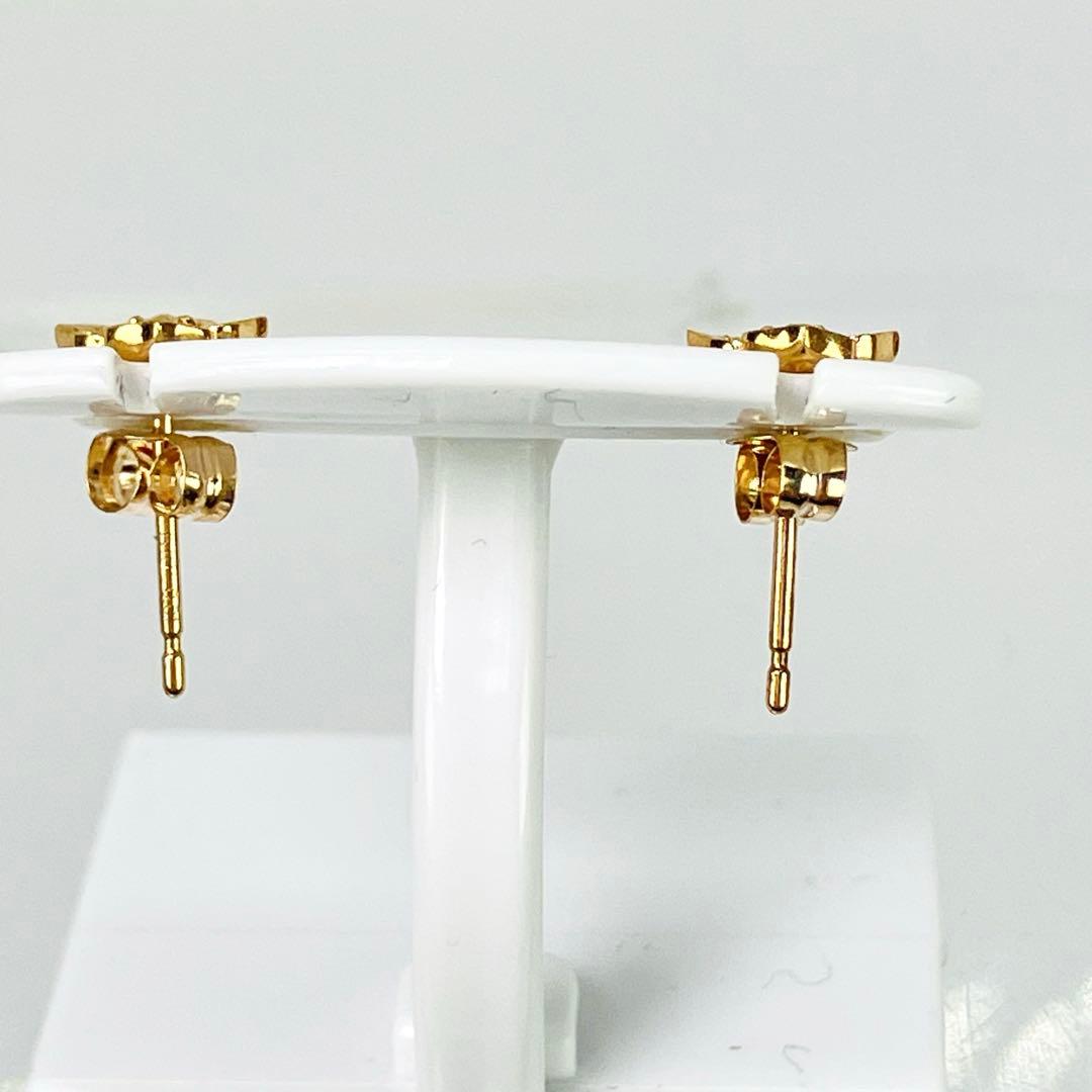 agete アガット K10YG ダイヤモンド付 ピアス D:0.02ct