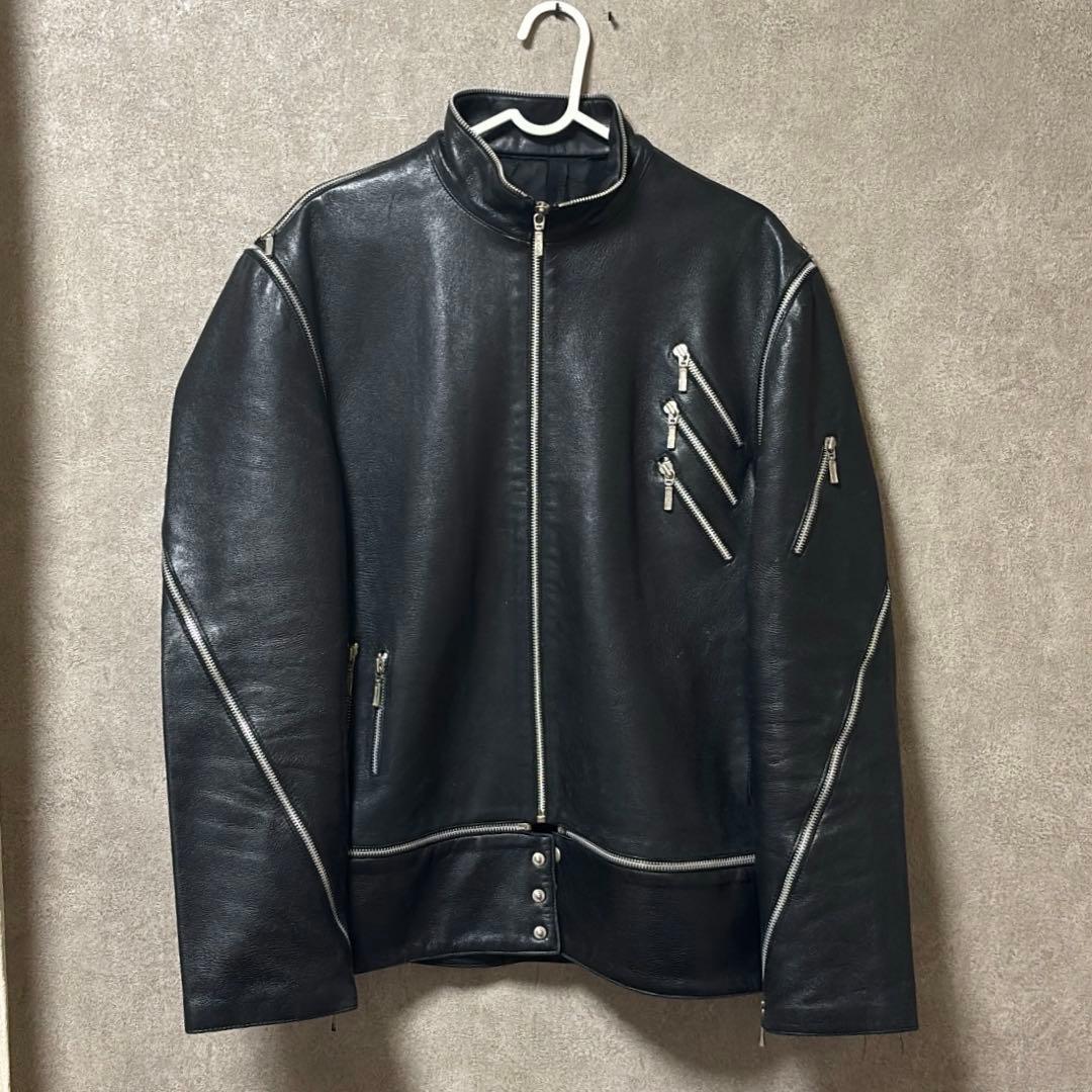 【gianni versace】 デザインジップ レザージャケット