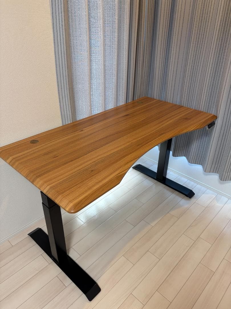 Flexispot E7 電動式昇降デスク (ブラック脚+カーブ型天板ブラウン)