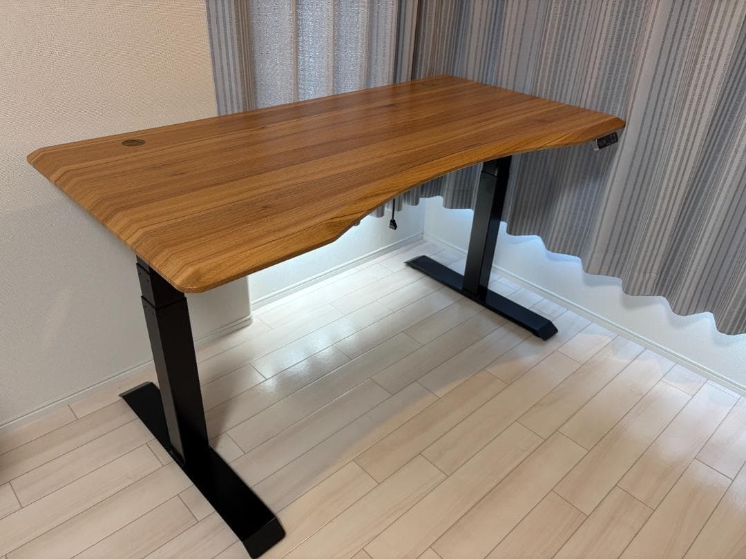 Flexispot E7 電動式昇降デスク (ブラック脚+カーブ型天板ブラウン)