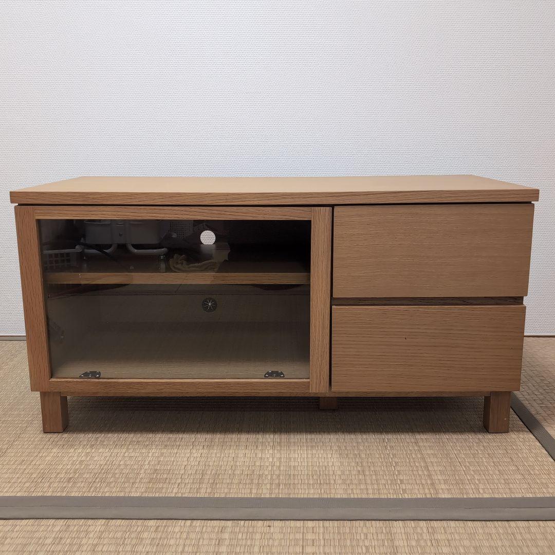 無印良品 オーク材テレビ台 テレビボード ガラス扉付き幅90cm