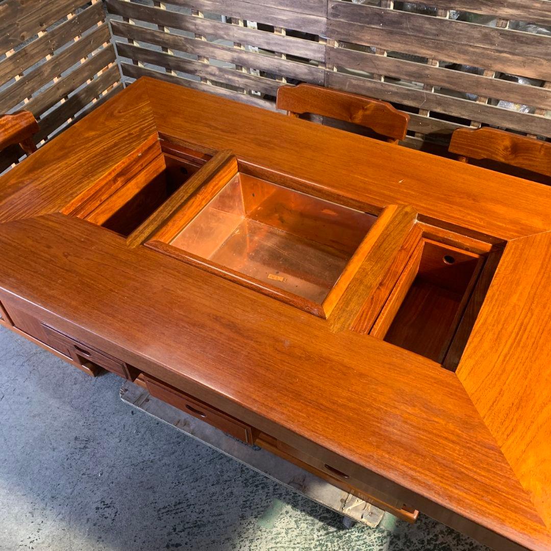 J957 囲炉裏ダイニング 5点セット 和家具 ダイニングテーブル