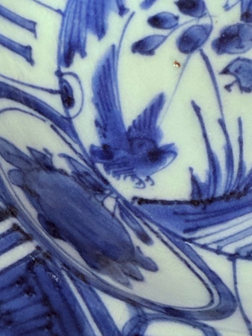 江戸時代　古伊万里　染付芙蓉手輪花型向付　南京手　直径15.5㎝　希少品