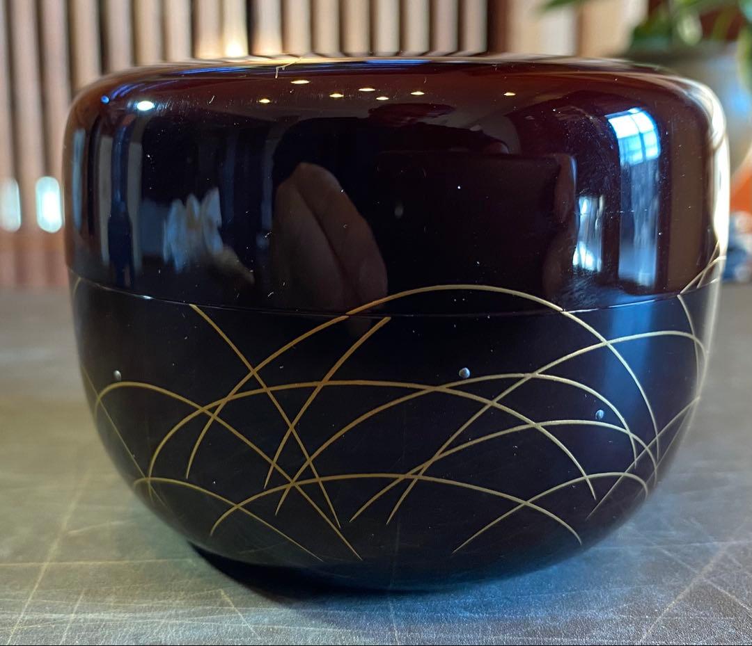 輪島塗　棗　蒔絵・松虫（鈴虫）　　　　鈴谷鐵五郎作 ・茶道具　ヴィンテージ　レア