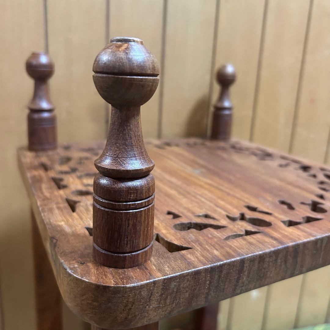 インド製 サイドテーブル ナイトテーブル　飾り台 花台 輸入家具 アンティーク