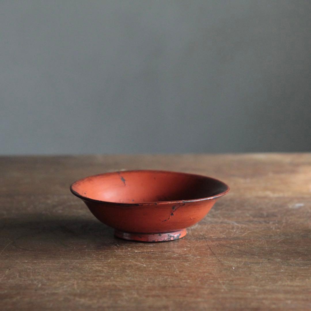 朱塗り 小椀 平盃 盃 小鉢 酒器 漆器 古美術 古道具 アンティーク No.1