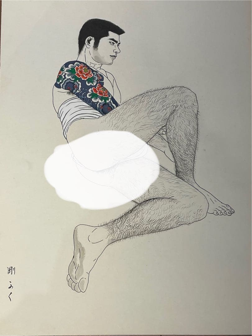 三島剛　 直筆画　真作　Go Mishima 若者