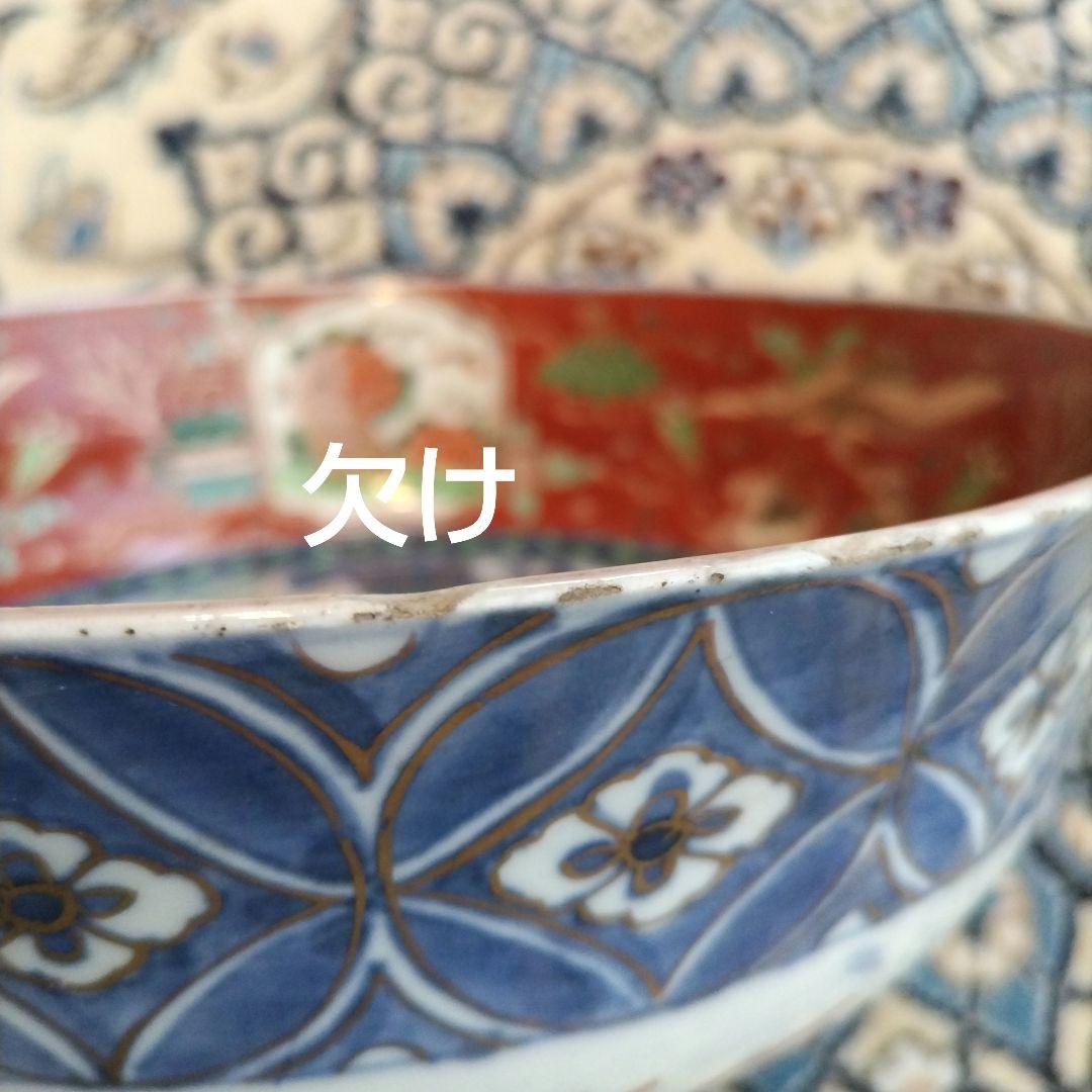 時代 色絵 三組 鉢 骨董 江戸 アンティーク 雪輪 古伊万里 大聖寺伊万里