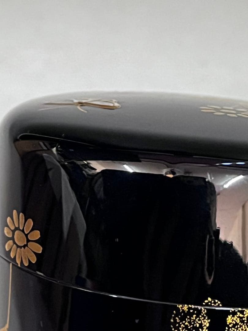 E571 棗　利休形中棗　了々斎好蒔絵　螺鈿　春野棗　茶入　抹茶　茶道具　茶器