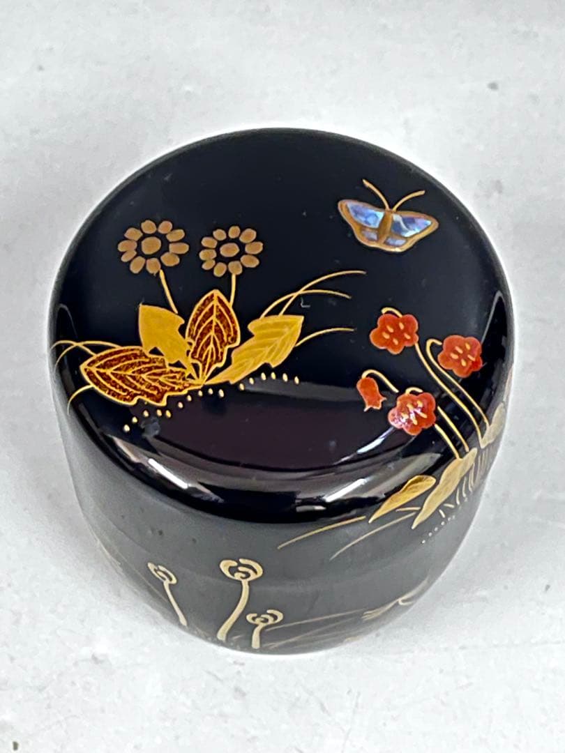 E571 棗　利休形中棗　了々斎好蒔絵　螺鈿　春野棗　茶入　抹茶　茶道具　茶器