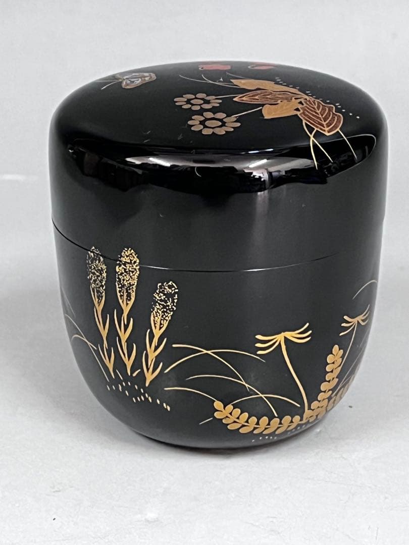 E571 棗　利休形中棗　了々斎好蒔絵　螺鈿　春野棗　茶入　抹茶　茶道具　茶器