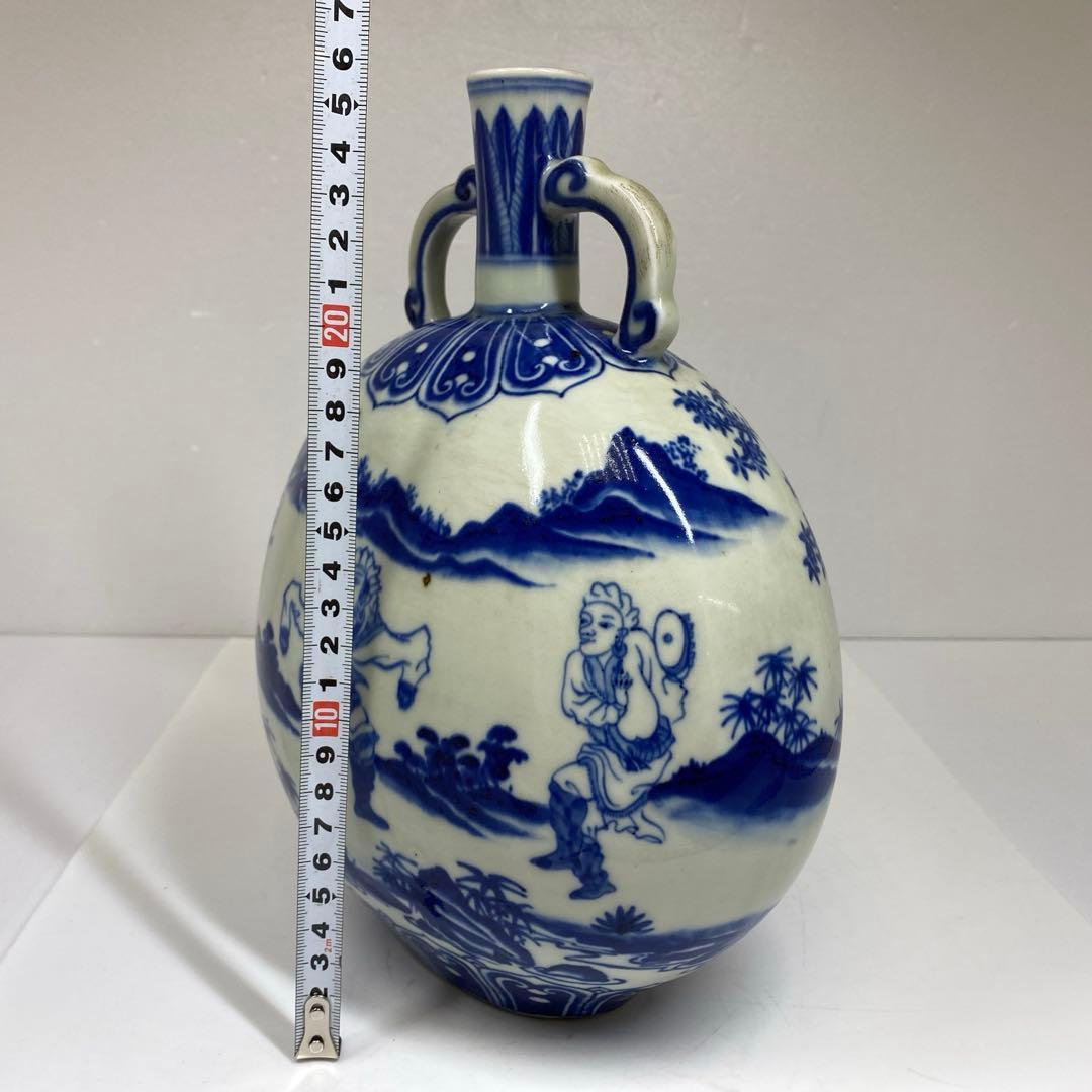 専用中国美術　大明宣徳年表青花花瓶　高さ約26.2㎝　タルチ　東さ7-0206①