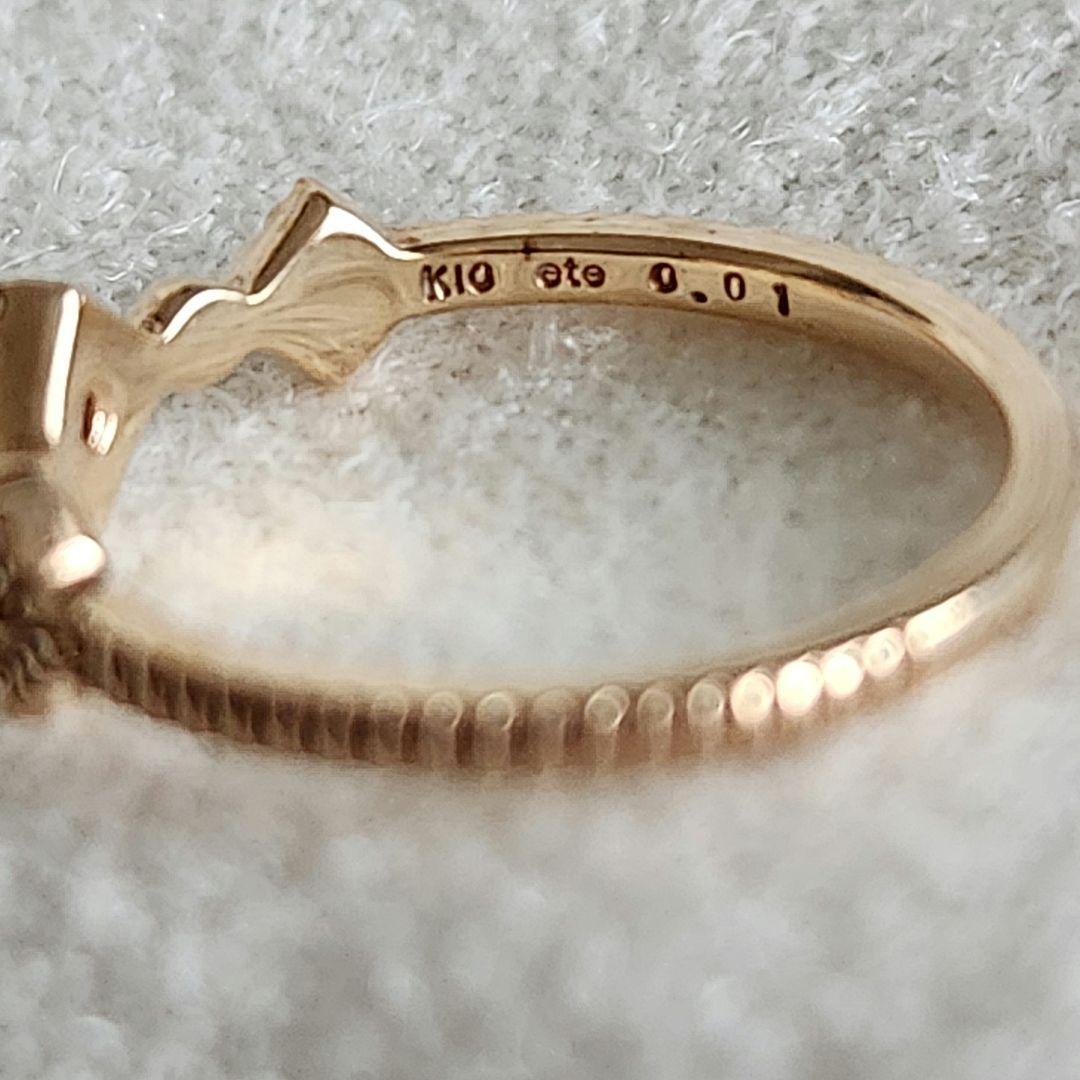 『豆福』ダイヤモンド♡1号【エテ】K10 スクエア ピンキーリング♪