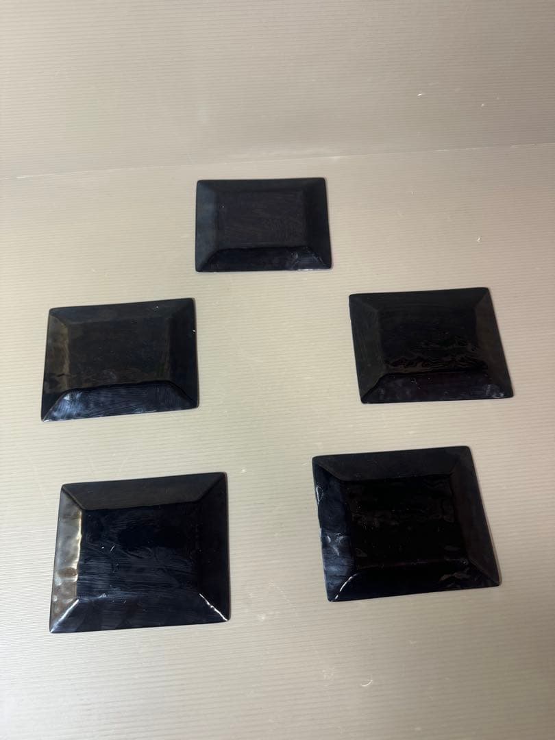 2936 七宝焼　金地双鶴　角皿　5客