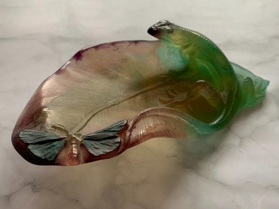 ✨SALE✨硝子製蜥蜴トレー(オブジェ)　アンティークドーム・ナンシー　フランス