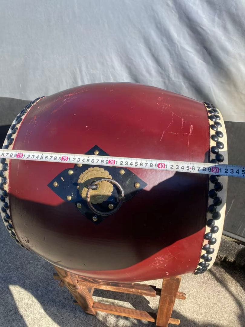 和太鼓鼓面】約47cm【胴高】約60cm和太鼓と太鼓台のセットになります 年代物