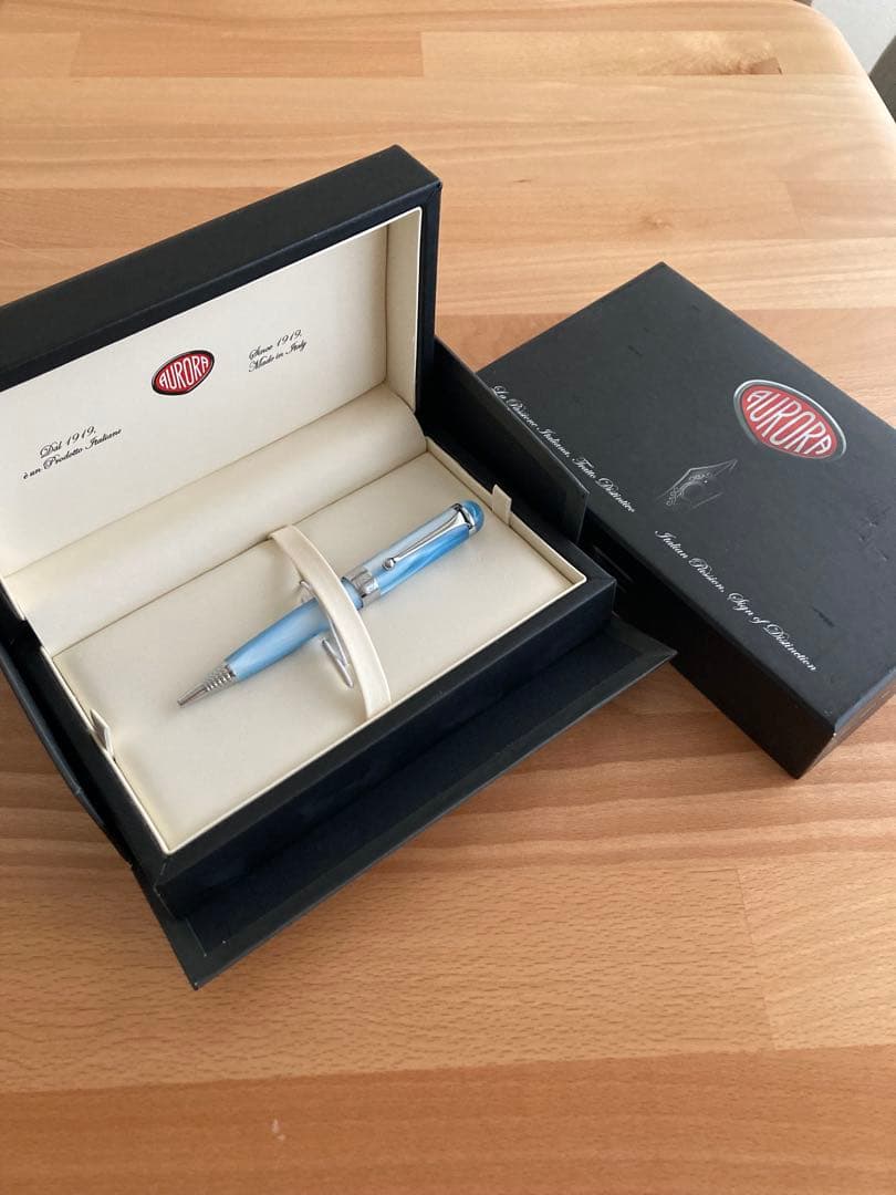 AURORA ライトブルーボールペン 専用ケース付き