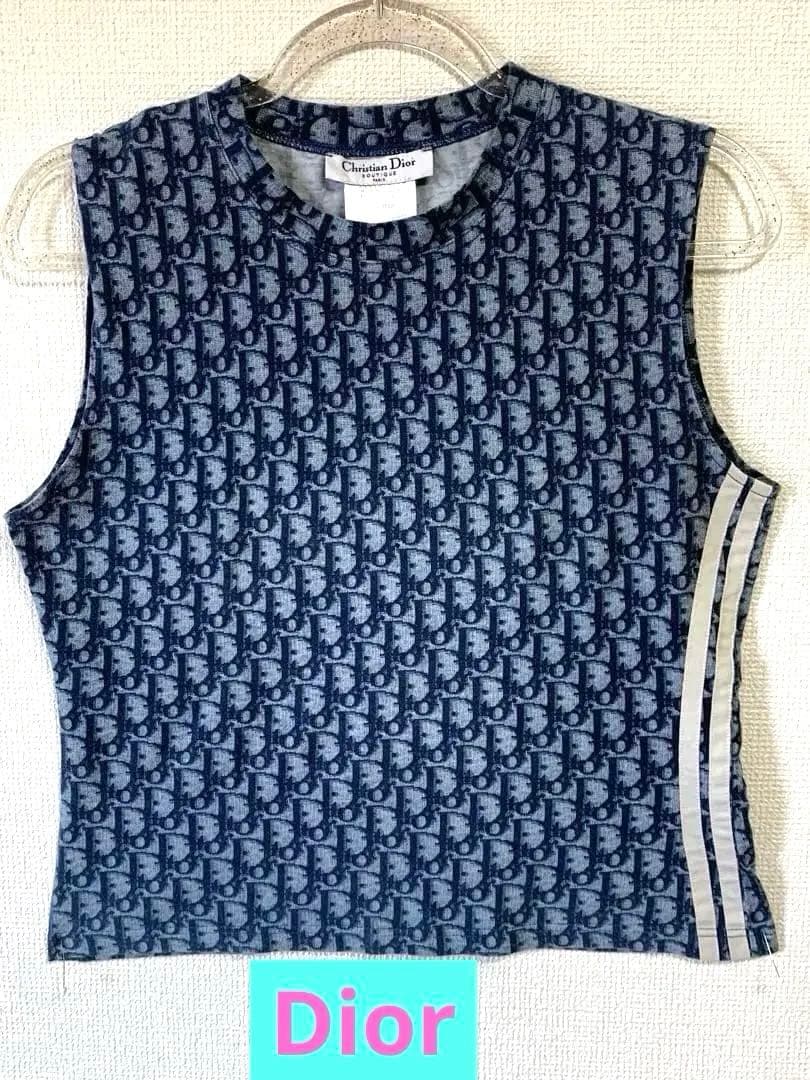 ⭐️Diorタンクトップ　ロゴネイビー2ストライプ✨❣️可愛い⭐️最終格安最安値⭐️