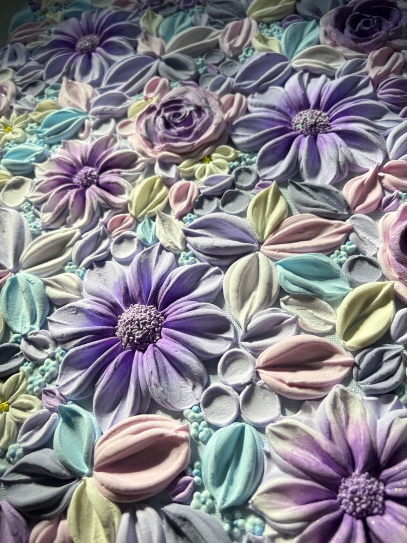 テクスチャーアート　花束　壁掛け　韓国　現代アート　インテリア　フラワーアート