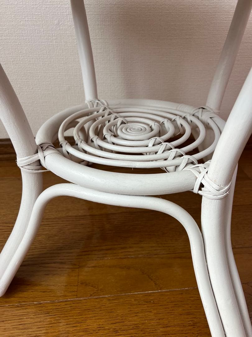 ハワイラブ　ホワイトラタン ガラス天板 ローテーブル