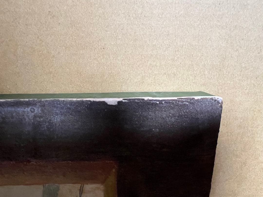 日本画　日本家屋　たぬき　動物　狸　岩絵具　B1サイズ　パネル