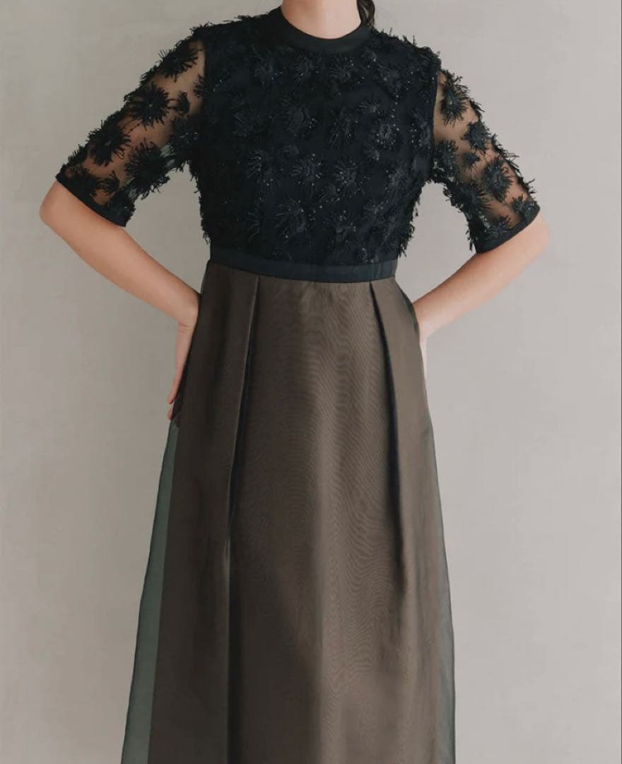 kaene エンブロイダリーミックスドレス Sサイズ