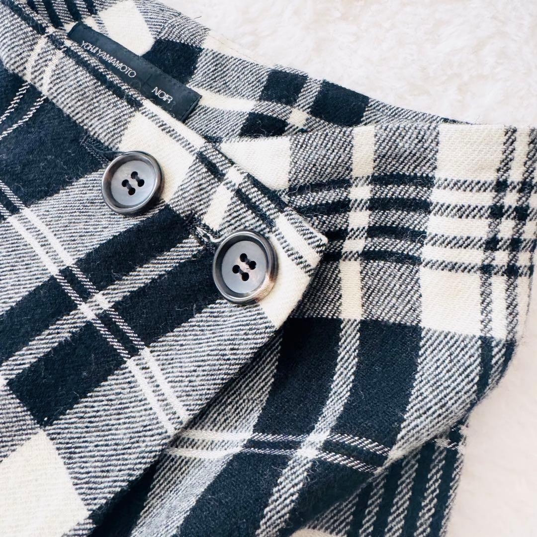 美品✨ ヨウジヤマモト 変形 サルエルパンツ ワイド チェック ラメ 2 ウール