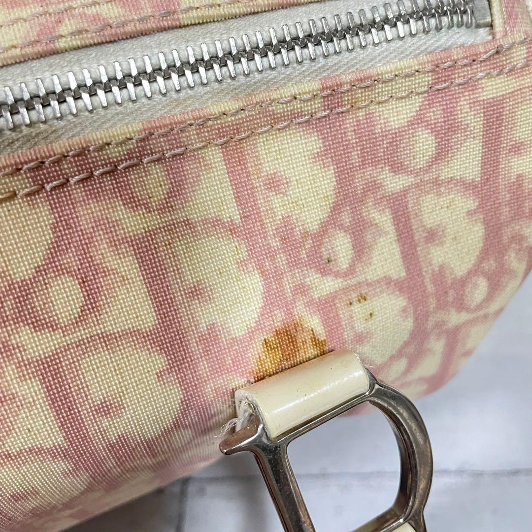 ディオール Dior ミニボストンバッグ トロッター柄 ホワイト ピンク　総柄