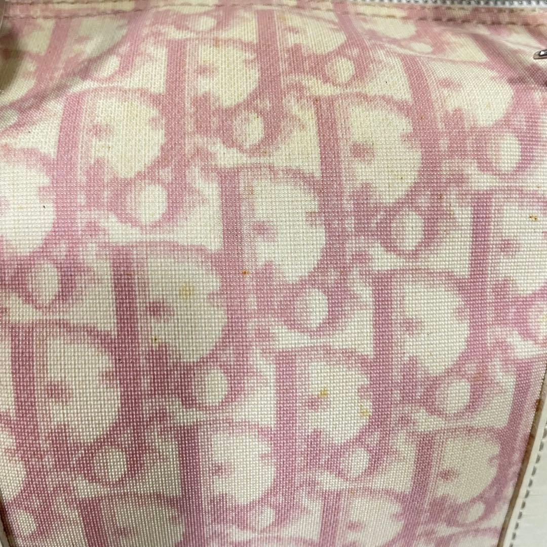 ディオール Dior ミニボストンバッグ トロッター柄 ホワイト ピンク　総柄