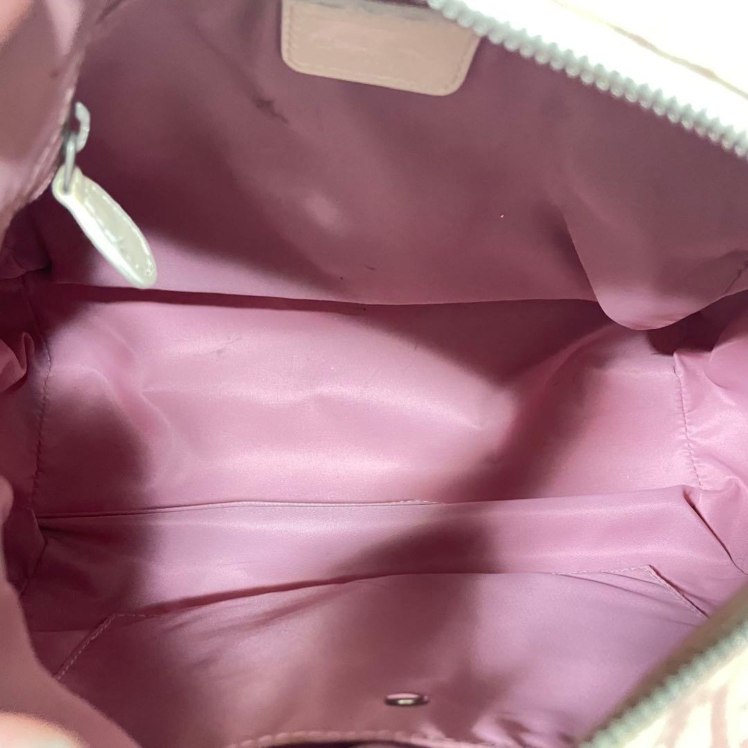 ディオール Dior ミニボストンバッグ トロッター柄 ホワイト ピンク　総柄