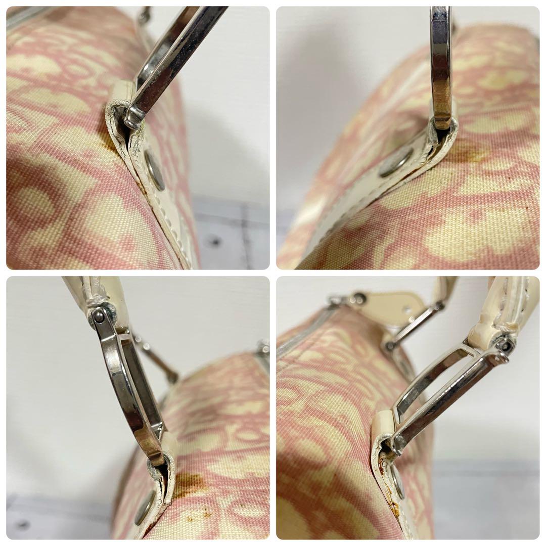 ディオール Dior ミニボストンバッグ トロッター柄 ホワイト ピンク　総柄