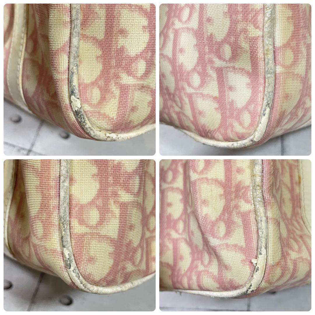 ディオール Dior ミニボストンバッグ トロッター柄 ホワイト ピンク　総柄