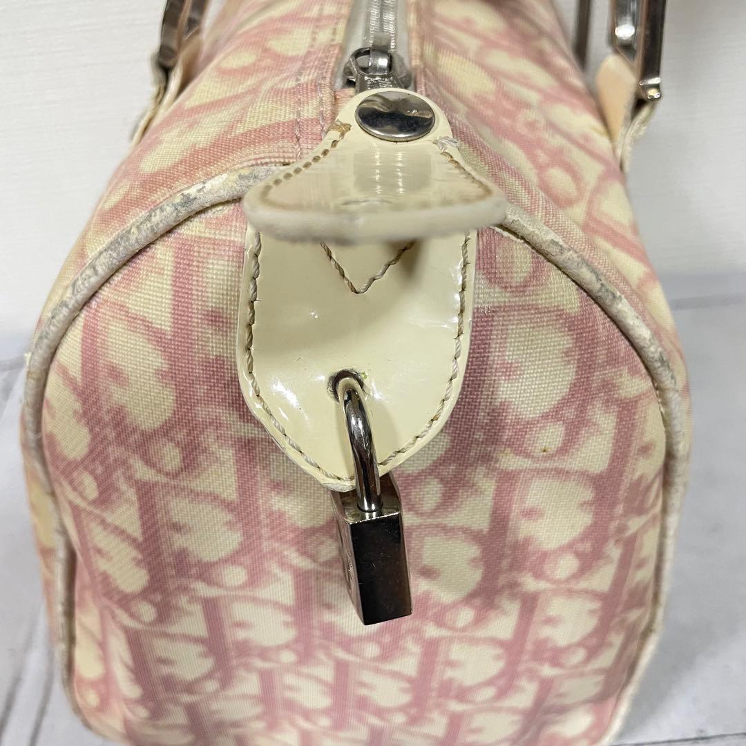 ディオール Dior ミニボストンバッグ トロッター柄 ホワイト ピンク　総柄