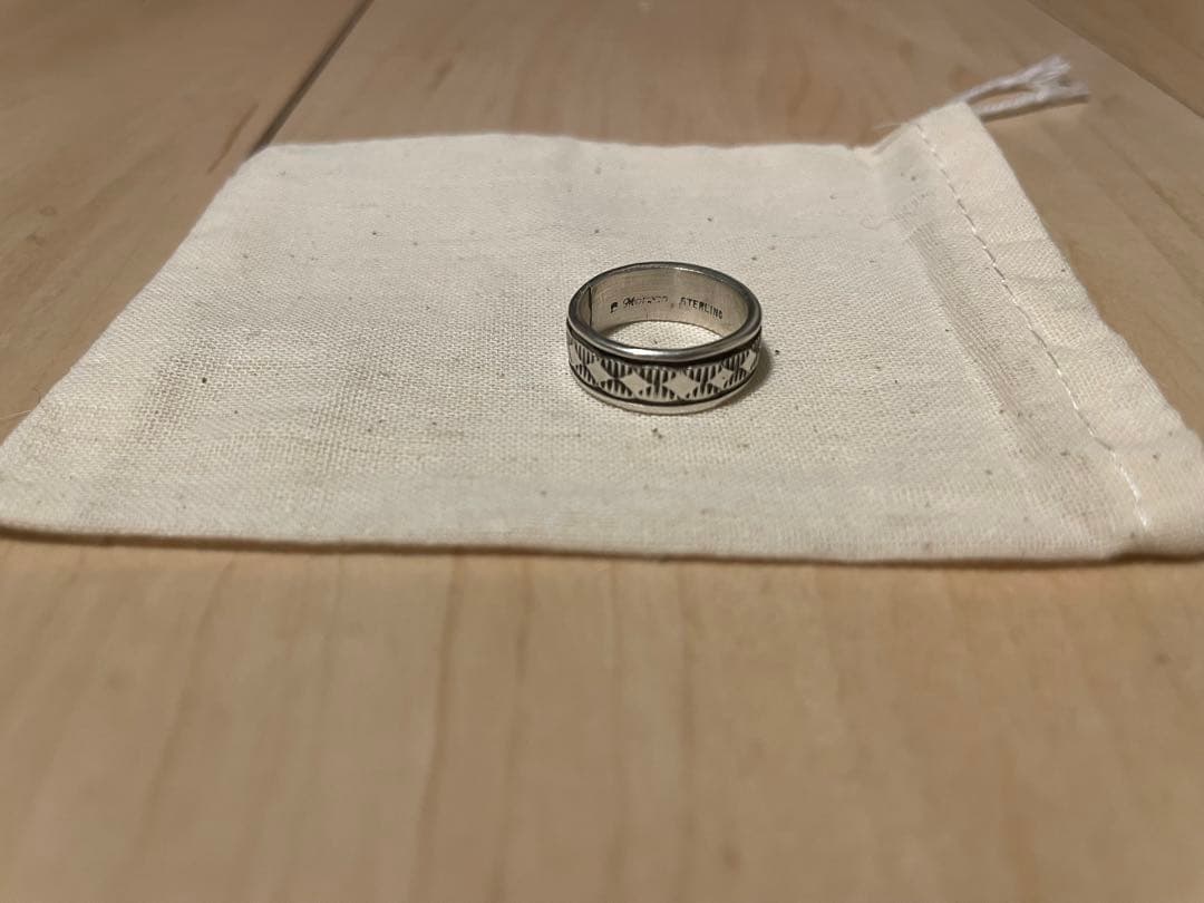 ナバホ族 ブルースモーガン作 スタンプワークリング インディアンジュエリー9号