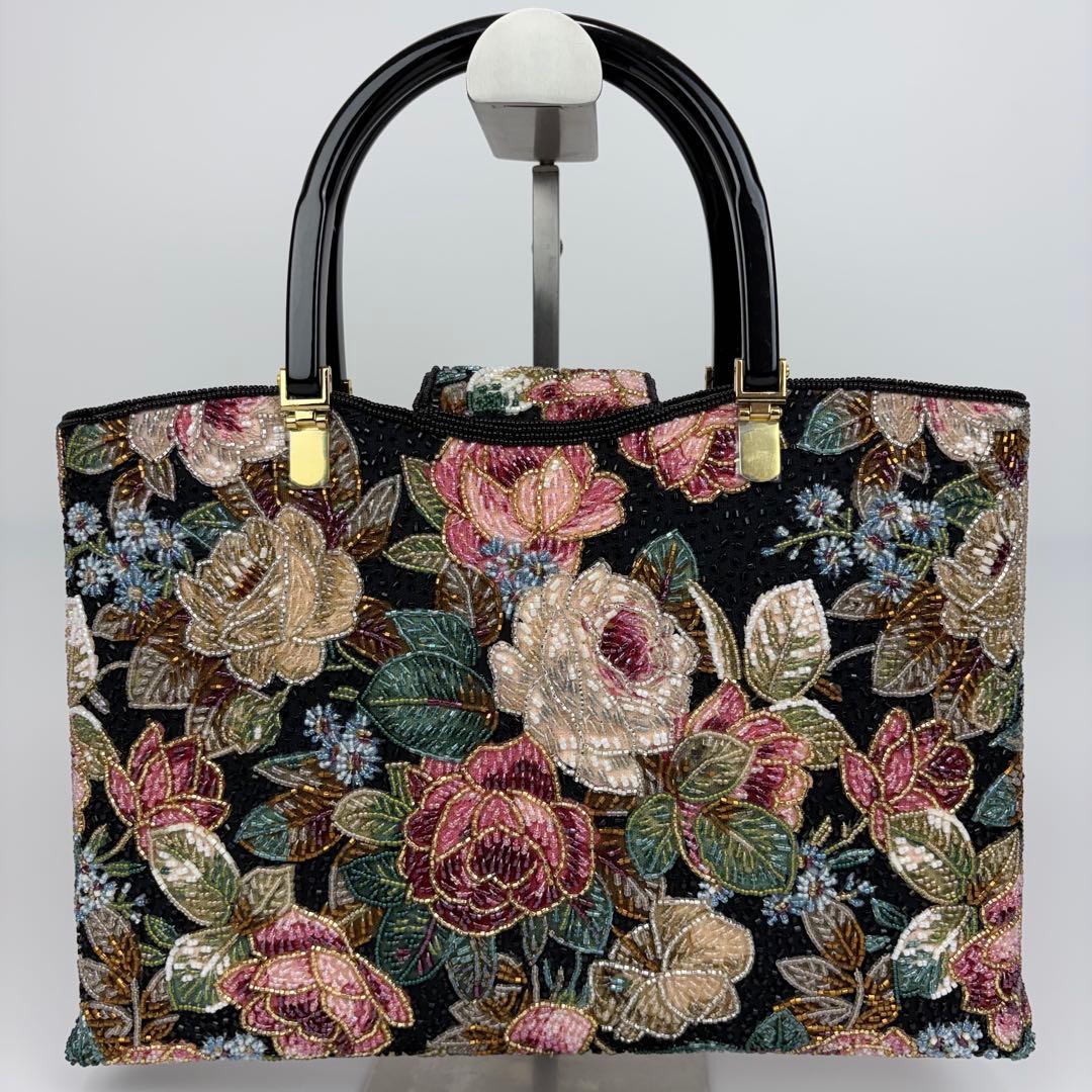 最高級✨未使用✨二重糸 本刺繍 ビーズ フォーマルバッグ 和装小物 総柄 日本製