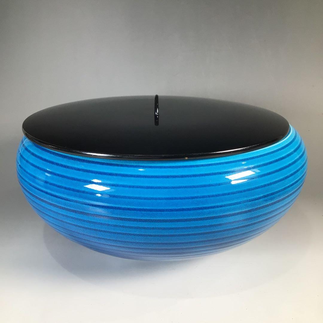 Ｎ８１３　水指　『貴山造』『浅黄交趾』『平水指』　共箱　茶道具