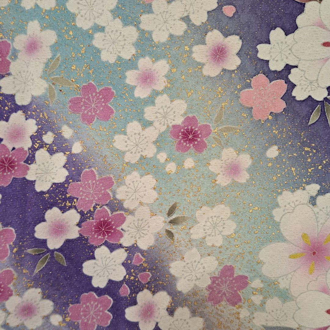 未使用に近い フルセット 正絹振袖 ラメ入ブルー桜柄 成人式 卒業式に最適