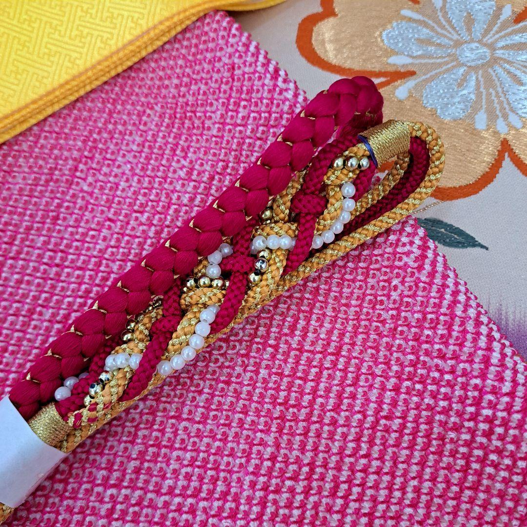 未使用に近い フルセット 正絹振袖 ラメ入ブルー桜柄 成人式 卒業式に最適