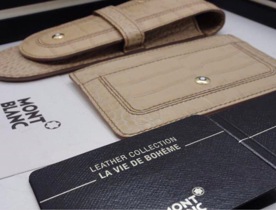 最高級２点セット★モンブラン　ボエム・クロコデザイン本革ペンポーチ&カードケース