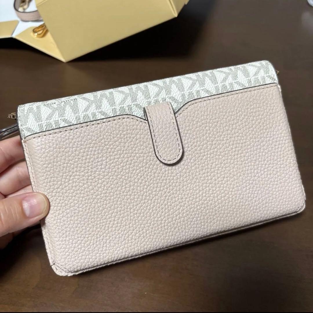 MICHAEL KORS 二つ折り2way財布 ベージュ/ピンク