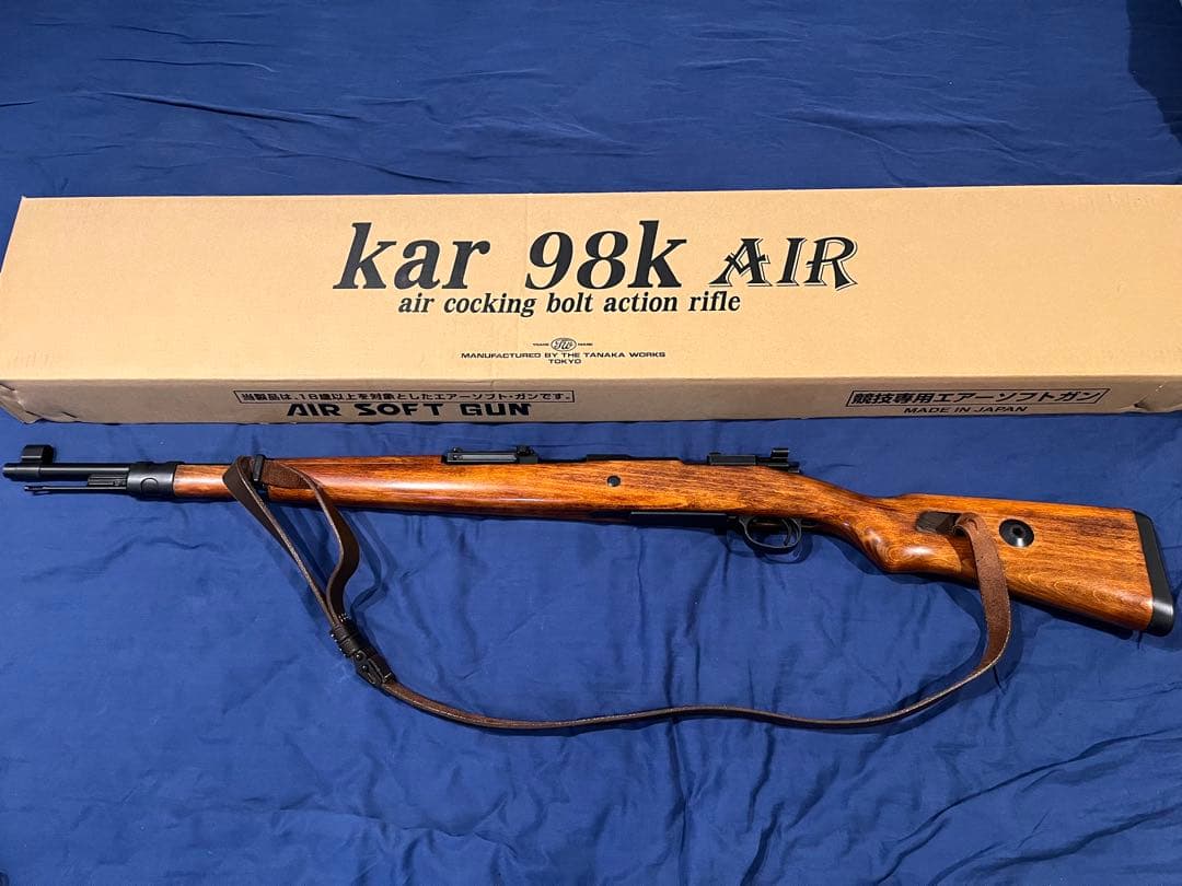 タナカ kar 98k エアコッキング　リアルウッド　革製スリング付き