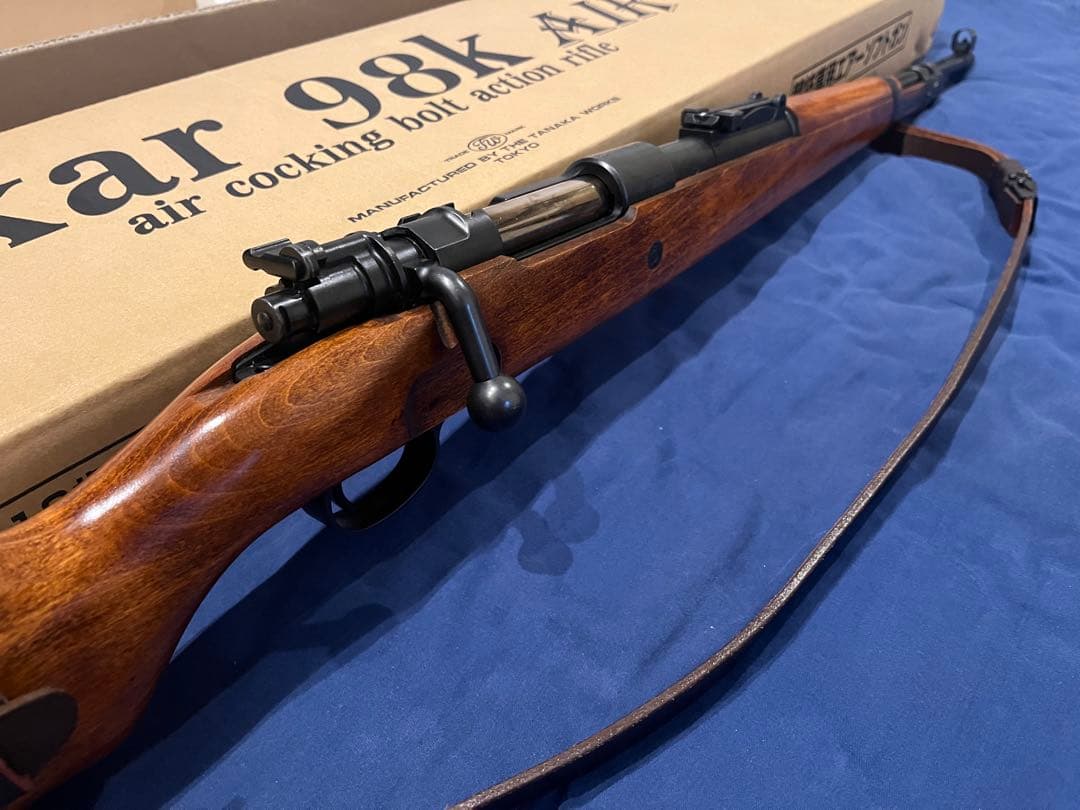 タナカ kar 98k エアコッキング　リアルウッド　革製スリング付き