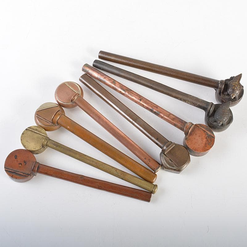 時代提げ物　書道具　古銅　矢立　15点まとめて　F　R7308