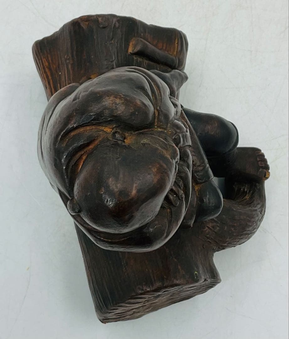 【58】▲明治時代　備前焼　古木で休む農夫像　希少　珍品▲